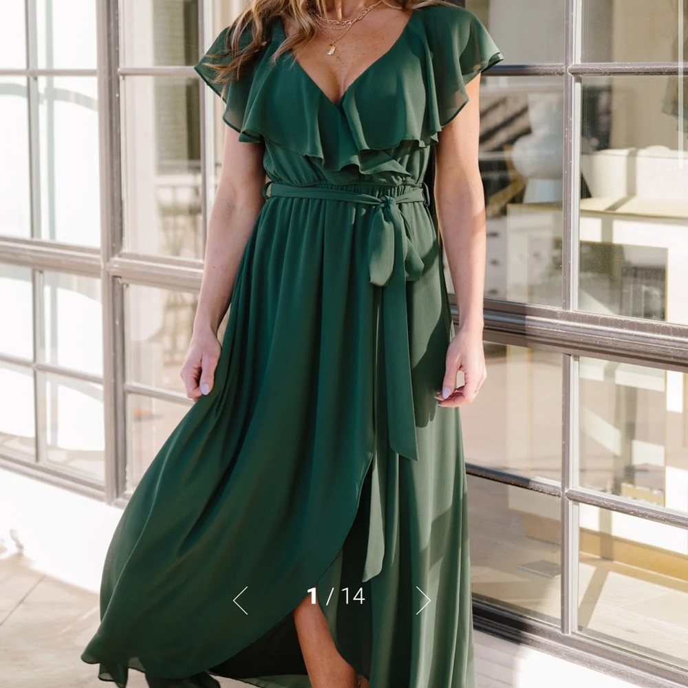 Baltic Born Katya Ruffle Dress Evergreen
